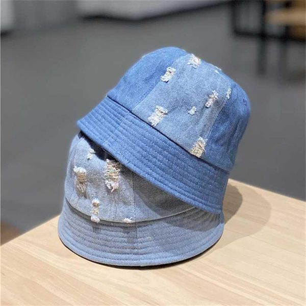 Chapeau seau Chic en Jean pour femmes, Denim usé, bleu, Bob, Protection solaire, à bord court, casquette de pêcheur, Streetwear, Cloche, printemps été