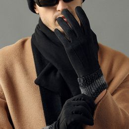 Gants de créateurs chics pour hommes, gants épais en velours, écran tactile au poignet, ouverture à rabat, gants chauds et froids, résistants à l'extérieur, gants à cinq doigts