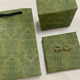 Orecchini con ciondolo chic a doppia lettera con confezione regalo Borchie con timbro in rilievo Eardrop Dangler per le donne Festa Anniversario302C
