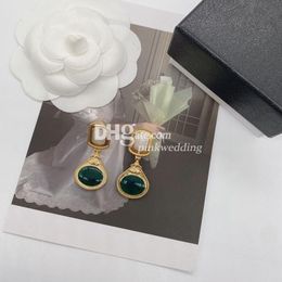 Chique Emerald Oorrings Vintage Drop Stud Square Pearl -oorbellen Luxe diamant stud verlovingsgeschenk met doos
