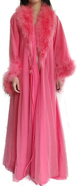 Robes de soirée en plumes chic Robes sexy pour femmes Illusion fourrure garniture Boudoir Robe chemise de nuit peignoir Lingerie de mariée sur mesure