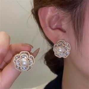 Chic Bloemen Oorbellen voor Vrouwen Sieraden Echt 100% 925 Sterling Fashion Koreaanse Parel Luxe Party Prachtige Earring229y