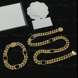 Chique gouden kettingen armbanden set mode dames 18K vergulde koperen ketting armband sieraden sets met doospakket