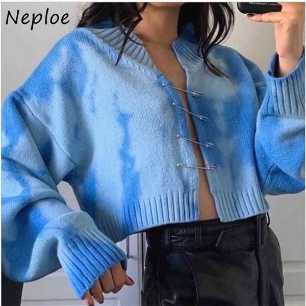 Chic Irregular Rendering Paneled Sweater Sexy Knited Cardigan Women Autumn Manga larga Pon Button Femme Coat 210422