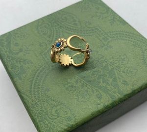Chique Brief Vrouwen Bloemen Ring Persoonlijkheid Gouden Ringen Eenvoudige Stijl Bague Anello Sieraden Wholesale3321380