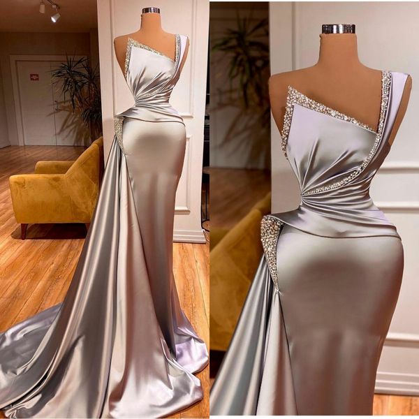 Robes de soirée sirène chic robe de bal en perles de strass avec train détachable en satin sur mesure robes d'occasion spéciale, plus la taille