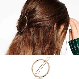 Clip à cheveux géométrique en métal chic Rond Triangle Barrettes Hairpin Barrette Coiffes Claws Femmes Girls Fashion Hair Accessoires Cadeaux