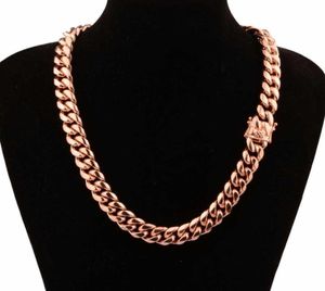 Chic Miami Cuban Chains pour hommes bijoux hip hop rose couleur or épais acier inoxydable large grand collier grossier cadeau5140424