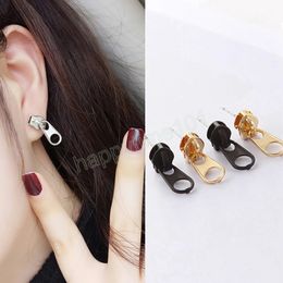 Chique minimalistische persoonlijkheid Zipper Hoofd Stud -oorbellen vrouwelijke mode creatief oor sieraden prom feestaccessoires