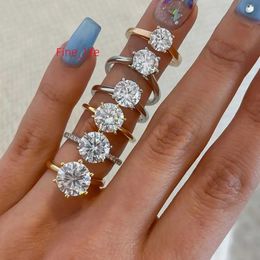 Anillo de compromiso de moissanita elegante oro 9k 10k 14k 18k 2ct moissanita blanca vvs anillo de bodas de diamantes anillos solitarios