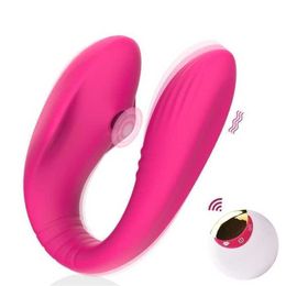Chique nieuwe mannelijke vrouwen delen USB-oplaad draadloze afstandsbediening zuigen G-spot massage masturbator volwassen producten 231129