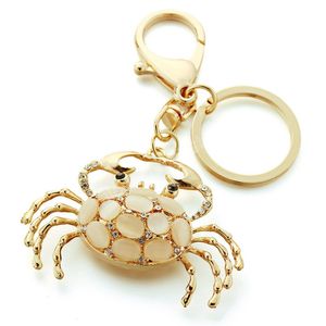 Chic opales cristal animaux porte-clés belle crabe porte-clés porte-clés sac pendentif porte-clés voiture pour les femmes