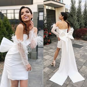 Robe de mariée sirène en Satin Chic, col en cœur, manches longues amovibles, en dentelle, robes de mariée