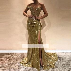 Chic Sexy Gold Z H Mermaid Prom Dresses 2022 See Through Sweetheart Split Side High Backless Avond Pageant Jurken BC0355