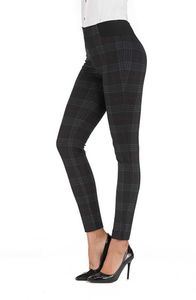 Chic Femmes Skinny Pantalon Automne Mode Noir Plaid Stretch Legging Bas Taille Haute Crayon Pantalon Moderne Dame Pantalon Long 210602