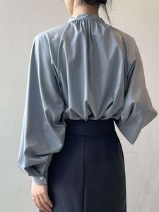 Chich Women Spring Summer Vêtements 2024 Nouveaux chemises de bandage à manches longues de style coréen Look Blue Tops Office