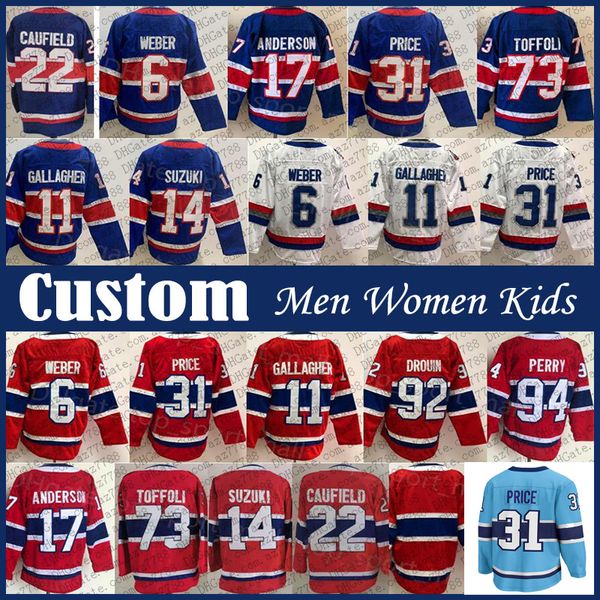 14 Nick Suzuki Cole Caufield Hockey Jersey personnalisé hommes femmes enfants Brendan Gallagher Carey Price Kirby Dach Jonathan Drouin Jake Evans David Savard