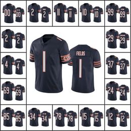 Chicago''bears''mannen 1 Justin Fields 2 D.J.Moore 34 Walter Payton 10 Chase Claypool Dames Jeugd Marine Custom Limited Jersey