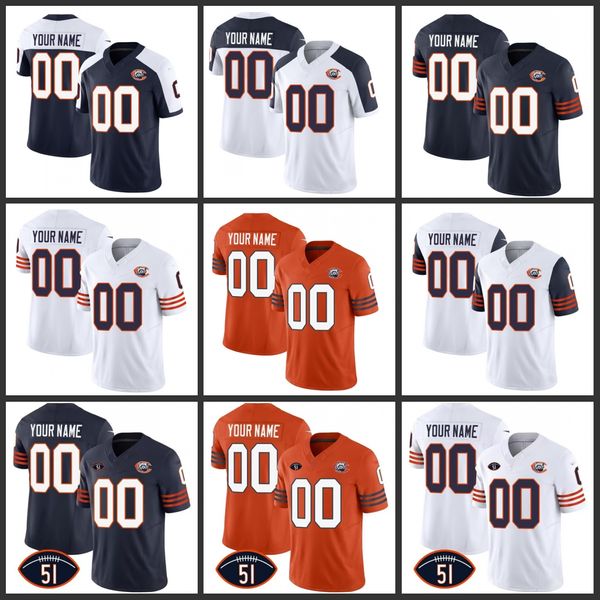 Chicago''Bears''Hommes Femmes Jeunes Joueur actif personnalisé personnalisé 2023 F.U.S.E.Maillot de football Throwback Limited blanc/bleu marine