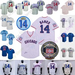 Ernie Banks Jersey 1929 Vintage 1968 Gris Blanc Cooperstown 1969 Cream Zipper Pinstripe Blue Pull Hall Of Fame Patch Taille S-3XL