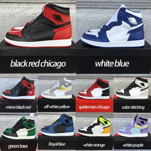 Chicago off zapatos casuales Jumpman 1 1s hombres zapatos de baloncesto zapatos de baloncesto de moda universitaria hierba verde cielo azul jet negro colorblock Newstalgia Shadow zapatillas de deporte