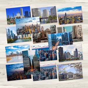 Carte postale de Chicago, centre financier de l'Illinois, carte de vœux avec vue sur la ville, 15 cartes
