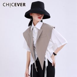 Chicever onregelmatige damesvesten Tank Mouwloze High Taille Casual Oversized Vest voor vrouwelijke zomer chic stijl kleding 201031