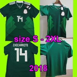 CHICHARITO 14 2018 world cup Mexico Home Adult Football Soccer Jerseys 2018 Thailand High Quality Football Jersey Blank Jersey New Men's T-shirt Tops tee