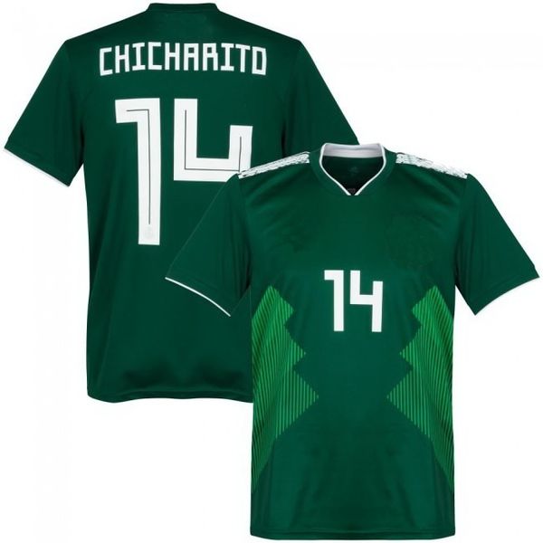 CHICHARITO 14 Copa del mundo 2018 México Local Fútbol para adultos Camisetas de fútbol 2018 Tailandia Camiseta de fútbol de alta calidad Camiseta en blanco Camiseta de secado rápido para hombres nuevos Top