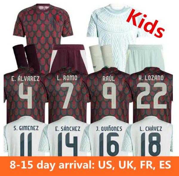 Chicharito Kids Soccer Jerseys 22 23 Mexico H. Lozano A. Guardado Home Away Kit Wear Wear R. Jimenez National Team Football Shirt