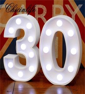 ChicinLife 2pcs Adult 30405060 Nummer Led String Night Light Lamp Happy Birthday Anniversary Decoration Event Party Supplies Y26724031