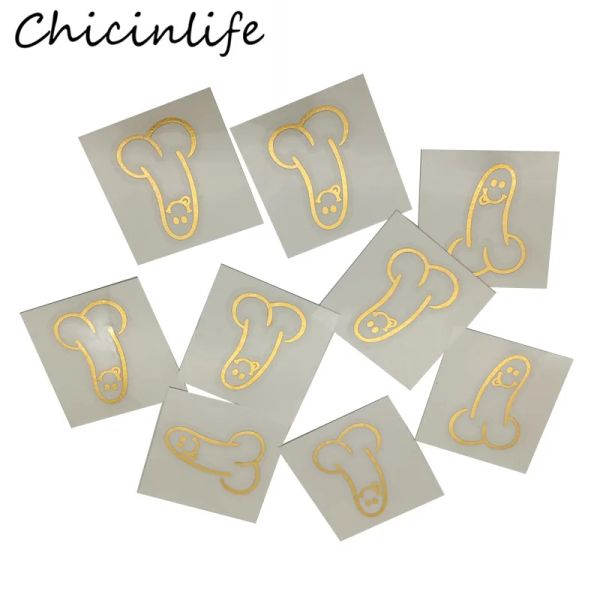 Chicinlife 5pcs oro/plata Willy Pene Tatto de tatuaje temporal Bachelorette Fiesta Ducha de novia suministros de boda nocturna