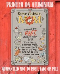 Poulet Coop Sign-Dear Chicken Mom-Funny Chicken Coop Sign-8 "x 12" ou 12 "x 18"