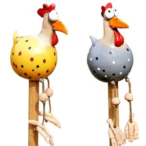 Accesorios de decoración de jardín con forma de pollo, escultura al aire libre, adornos de resina para jardín, patio artístico, césped, gallina, gallo, adorno para patio trasero Q0811