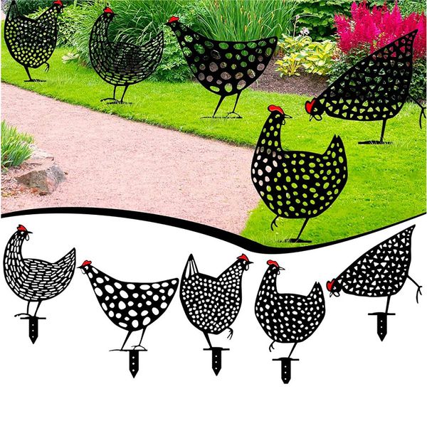 Chicken Yard Art jardín creativo simulación de gallo pequeños adornos decoración de césped tarjeta de jardín BH8597