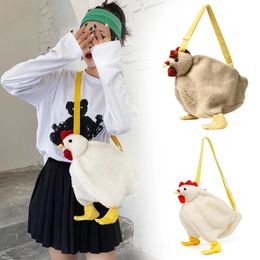 Kippen vormtas ritssluiting crossbody portemonnee voor vrouwen zachte fleece mode handtassen schattige kip pluche schoudertassen 2023 240423