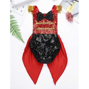 Chicry Baby Girls Mouwloze Pailletten Romper Peuters Halloween Cosplay Verjaardag Thema Party Circus Kostuum Ringmaster Outfit Y0913