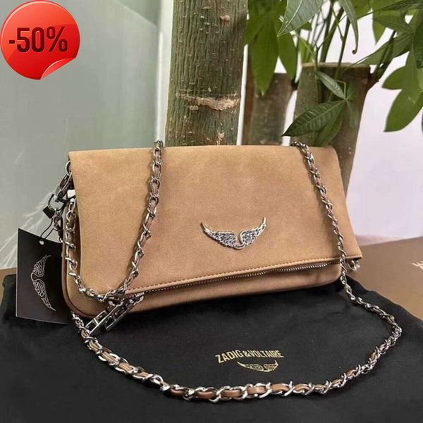 Chide Zadig Voltaire Bolsos de hombro tipo bandolera Famoso patrón de ala Mujeres Sobre Messenger Bag Diseñador Bolsos de lujo Moda Remache Hobo Baguette Cadena Pu