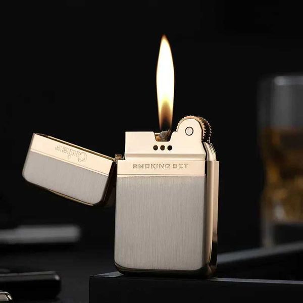 CHEF – briquet à Kerosene en laiton exquis, mince, coupe-vent, Vintage, meule, allumage, accessoires pour cigarettes, cadeau pour hommes