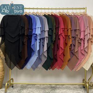 Chiffon 2 Lagen Hijaabs Voor Vrouw Islam Kleding Sjaal Lange Jurken Moslim Vrouwen Kimono Khimar Gewaad Abaya Dubai Luxe 240327