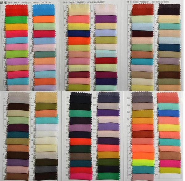 Échantillons de couleur en mousseline de soie nouveaux échantillons de tissu pour robes de fête formelles vestidos de madrinha robe tissu 100cm 150cm3877122