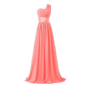 Mousseline de soie bleu foncé rouge robes de demoiselle d'honneur une épaule longue mariée fête de mariage Toast robe filles personnalisé gratuit en gros