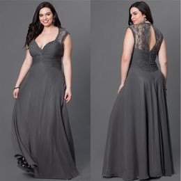 Chiffon Dress Prom Open Back Lace Lengte Plus Size Prom Specifieke gelegenheid Jeden Mouwloze Deep V Neck Hoogwaardige Formal274i