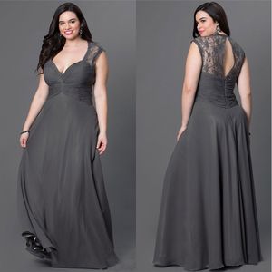 Chiffon jurk prom open rug kant vloer lengte plus size promspecifieke gelegenheid jurken mouwloze diep v nek hoge kwaliteit formele SD3401