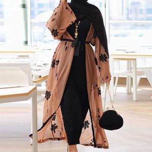 Chiffon Dubai Abaya Kimono Islam Moslim Hijab Jurk Abaya Voor Vrouwen Kaftan Caftan Marocain Turkse Islamitische Kleding Gewaad Coat12411