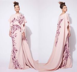 Chiffon Bloem Equin Elegante Avondjurken Roze Formele Lange Lengte Azzi en Osta 2016 Galajurk Arabische Midden-Oosterse Stijl