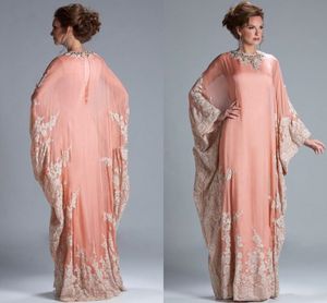 Chiffon Moslim Moeder van de Bruid Jurken Kaftan Dubai Arabian Lange Mouw Kant Bruiloft Bruidegom Jurk