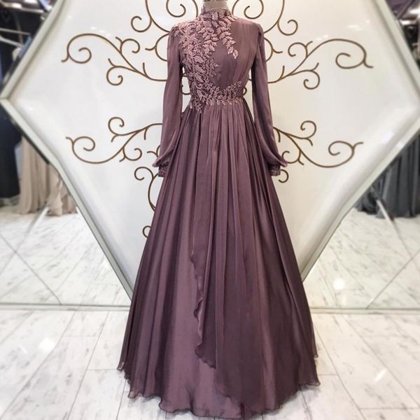 Vestidos de fiesta musulmanes de gasa, vestido de noche árabe saudí de corte A con falda hinchada de cuentas, vestido Formal de mujer turca 326 326