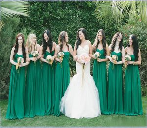 Gasa Bonitos Vestidos baratos para invitados a la boda Vestidos de dama de honor verdes para fiesta Vestidos elegantes de dama de honor de una línea Plus Siz3142911