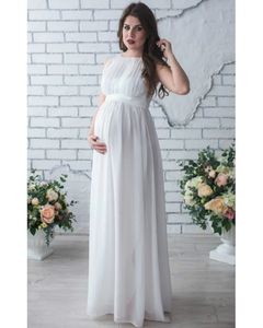 Chiffon Zwangere lange dres casual mouw avondfeest maxi moederlijke zwangerschap jurken ds19 240326